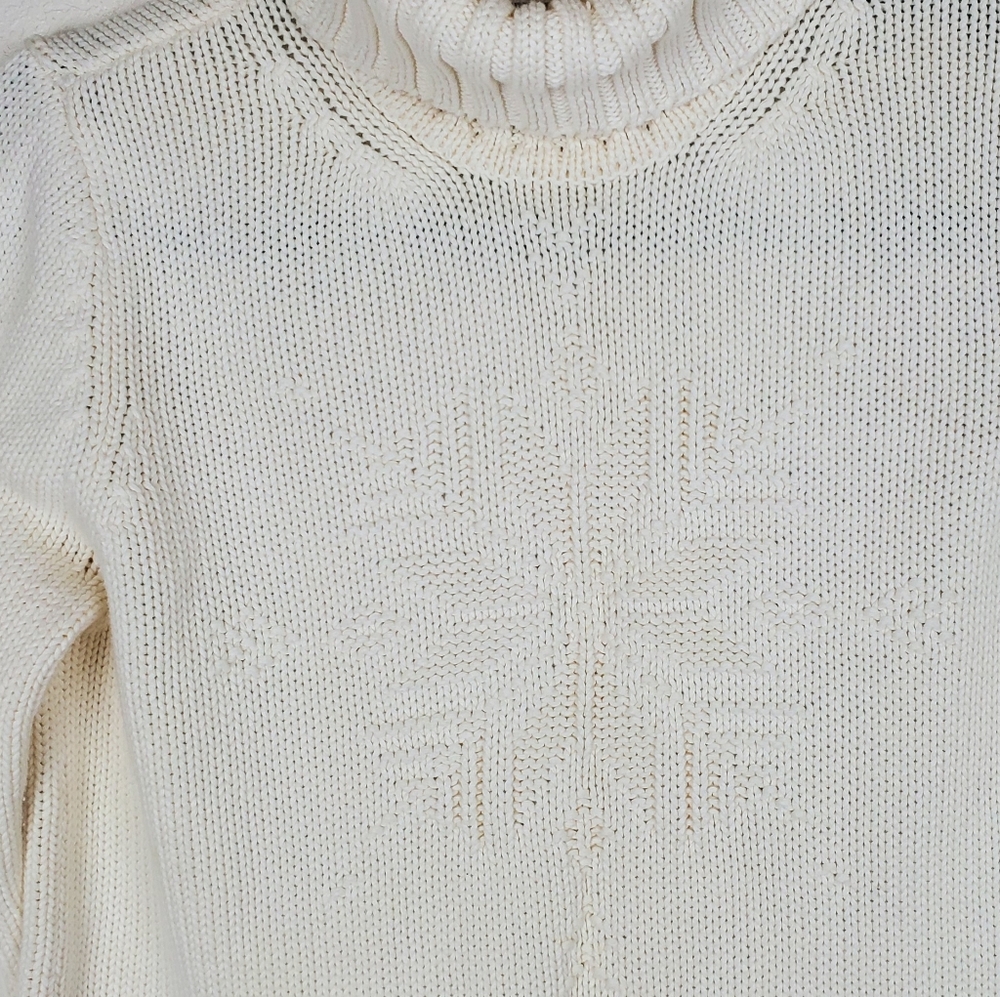Vintage Lauren Ralph Lauren Knit Cotton Snowflake Turtleneck Sweater Size PP